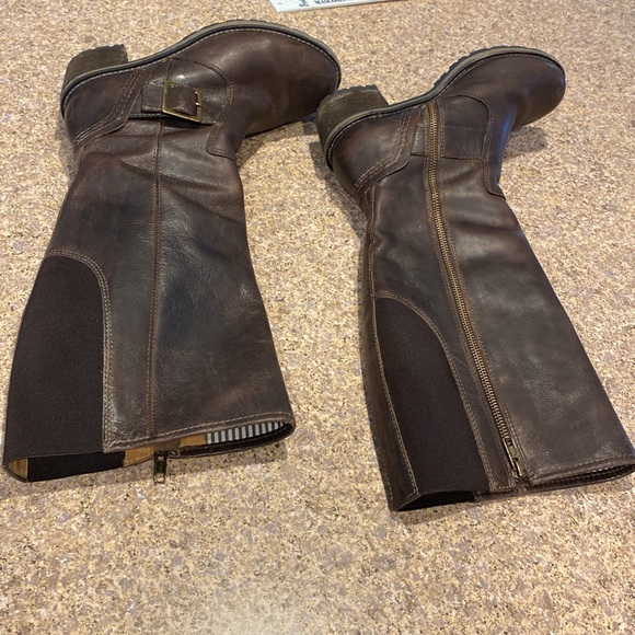 L.L. Bean Tall WIDE Heeled Boots Leather 7W(D) IMPERFECTIONS/FLAWS Brown - Picture 7 of 17